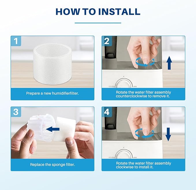 Top Fill Humidifier Filter Replacement for LEVOIT Classic160, Dual150, Dual200S, Classic300(S), LV600S, OasisMist 450S, Superior6000S Series Humidifiers to improve Humidification- 20 Filters + 6 Fishs - Image 9