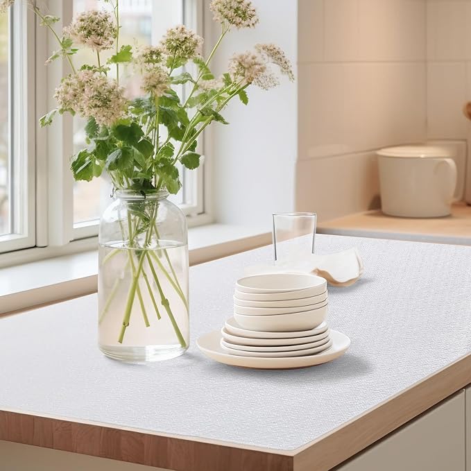 Drawer Shelf Liner for Kitchen Cabinets, Non Adhesive Slip Resistant Shelf Paper Easy to Clean, Strong Grip Thickened Waterproof Washable Mats for Pantry Shelves Cupboard Dresser, White, 17.5in x 20FT - Image 7