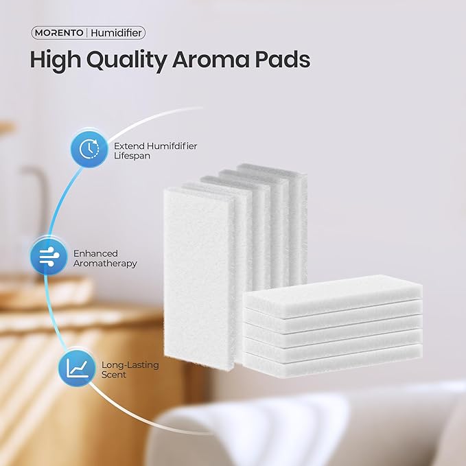 MORENTO Humidifier Replacement Water Filters 10 Pack & Aroma Pads 10 Pack for MR6w Humidifier, Top Fill Humidifiers Filters to Improve Humidification Efficiency - Image 4