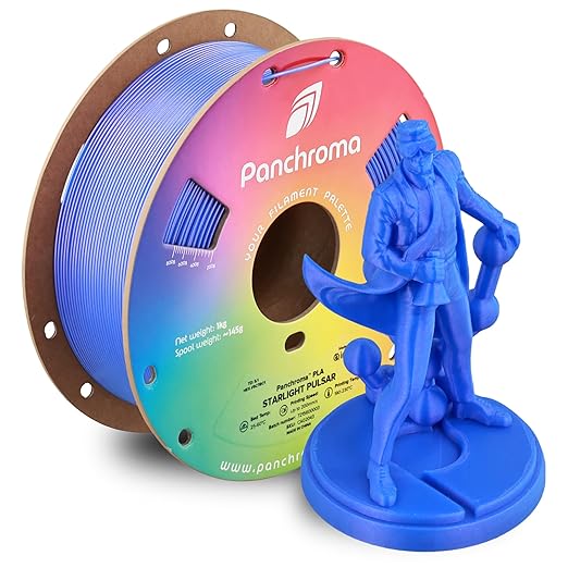 Polymaker Panchroma Blue Color Changing PLA, 1.75mm, 1KG, Glitter Starlight Pulsar 3D Printer Filament, Hides Layer Lines, Easy to Print, Tangle Free, AMS Compatible, Works with Most FDM Printers by Polymaker