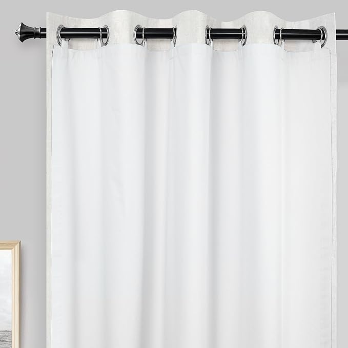 DriftAway Thermal Insulated 100 Percent Darkening Blackout Curtain Liner 2 Panels Each Liner Size 50 Inch by 50 Inch Rings Included Off White Panel by DriftAway