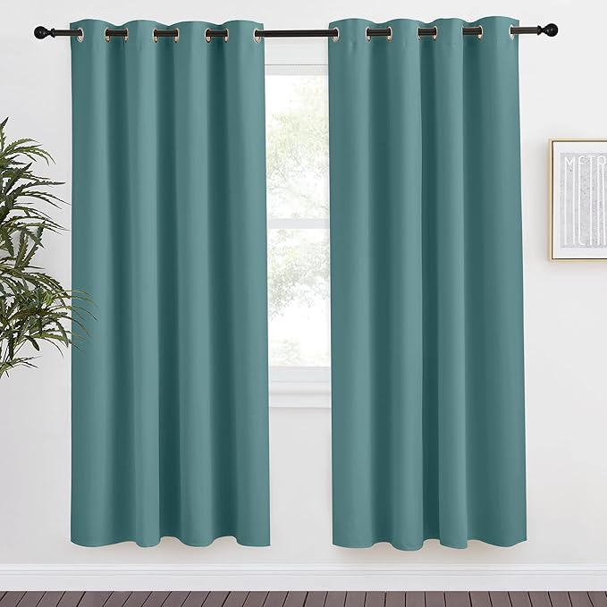 NICETOWN Blackout Drape for Nursery, Sea Teal, Single Panel, 55 by 78-inch, Home Fashion Thermal Insulated Blackout Room Darkening Curtain/Drapery with Ring Top by NICETOWN