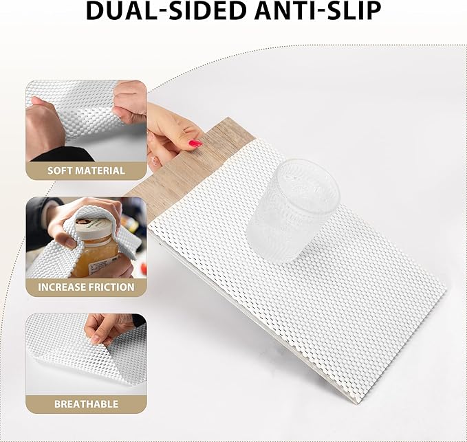 Shelf Liners for Cabinets-Drawer Liner Cabinet Liners for Shelves Kitchen,Non-Adhesive,Non-Slip,White,12 x 48 inch - Image 3