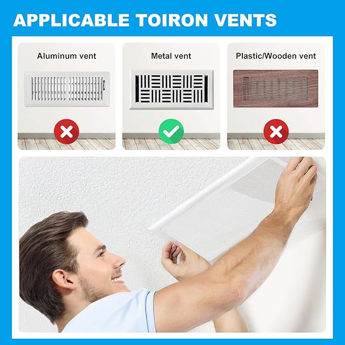 6-Pack Black Magnetic Vent Covers 7x13 Inch - Universal Fit for Floor, Wall & Ceiling Registers (7"-8" Width x 13"-14"Length) | High Airflow Mesh Design | Tool-Free Easy Installation - Image 3