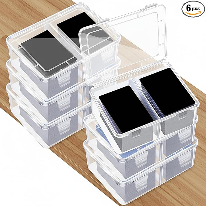 Vicenpal 300 Card Storage Box Compatible with Mtg TCG Clear Plastic Trading Card Storage Box with Removable Divider Hard Trading Deck Case for Baseball Football Game Organizer Collector(6 Pcs) by Vicenpal
