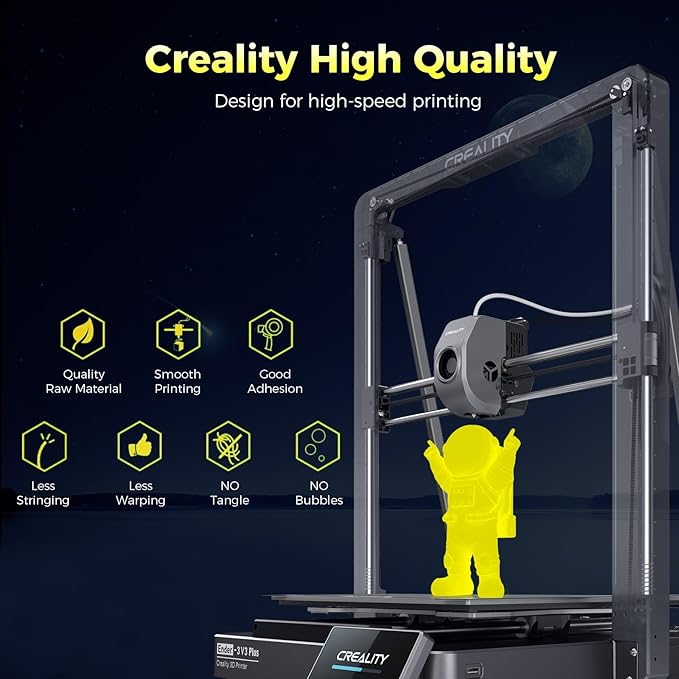 Creality 3D Luminous PLA Printer Filament, Halloween Decor, Glow in The Dark Filament, Best with UV Lamps, 1.75mm, Fit Most FDM 3D Printers, 1kg Spool(2.2lbs), Yellow - Image 3