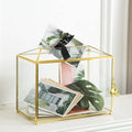 Glass Wedding Card Box with Slot, Large Clear Card Box 10.2 inch Gold Brass Gift Card Storage Box with Lock for Wedding Receptions, Baby Shower, Birthday Party, Bridal Shower by Giadun