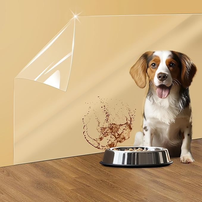 Electrostatic Wall Protective Film, Clear Protector Removable Contact Paper, Transparent Static Cling, Plastic Wall Protector from Trash Can, Chair Back, Furniture, Door 9.84ft by Loiion