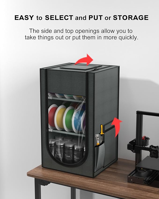 3D Printer Filament Storage Box, 30-Roll 3D Printer Filament Storage, Hard Fiber and Oxford Cloth Material, Water-Proof and dust-Proof for PLA/PETG/ABS/TPU/UV Resin and More - Image 6