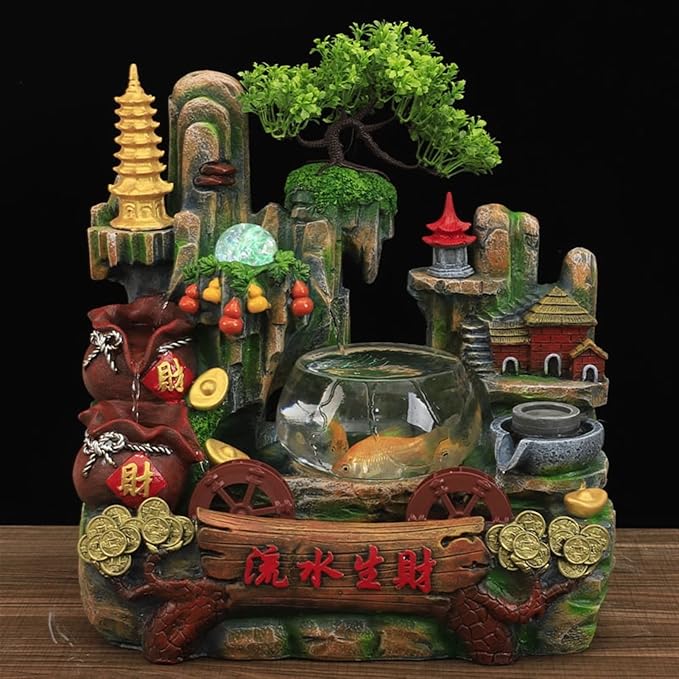 Tabletop Fountains Desktop Fountain Indoor Fountain Bonsai Water Feature Home and Office Lucky Fengshui Fish Tank Rockery Fountain Indoor Air Humidifier Garden Decoration Tabletop Fountain Indoor - Image 6