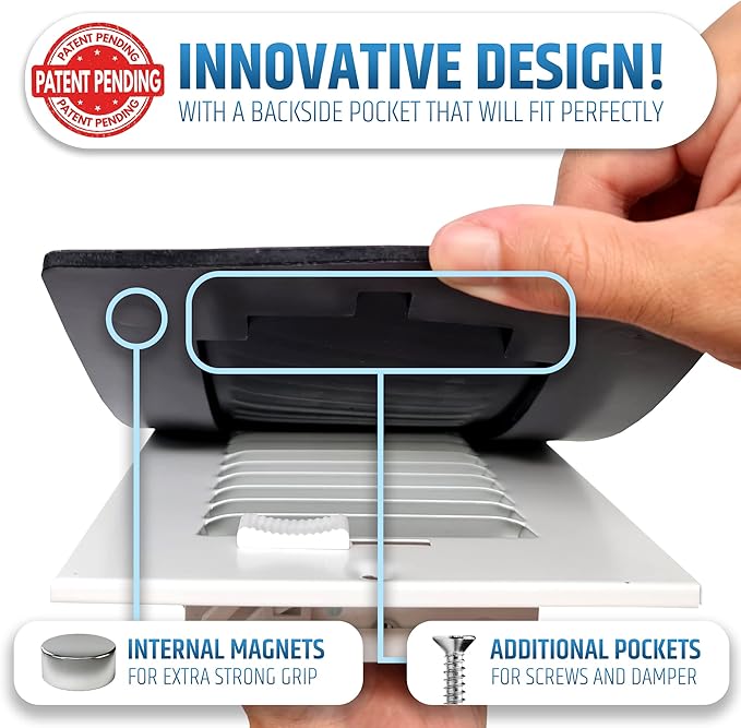 Powerful Magnetic Vent Covers (3-Pack) That Will Never Fall Off (Upgraded Design) - for Sealing Floor/Wall/Ceiling Registers of Width 5.25" to 6", Length 13.25" to 14" | Vent Not Included | White - Image 5