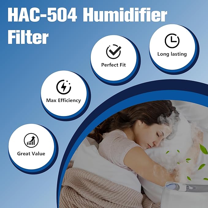 Funmit Humidifier Filters Replacement for Honeywell Humidifier Filter HAC-504 HAC-504AW and Honeywell Filter A, Replacement for Honeywell HCM-350 HCM-500 HCM600 Cool Mist Humidifiers, 4 Pack, White - Image 8