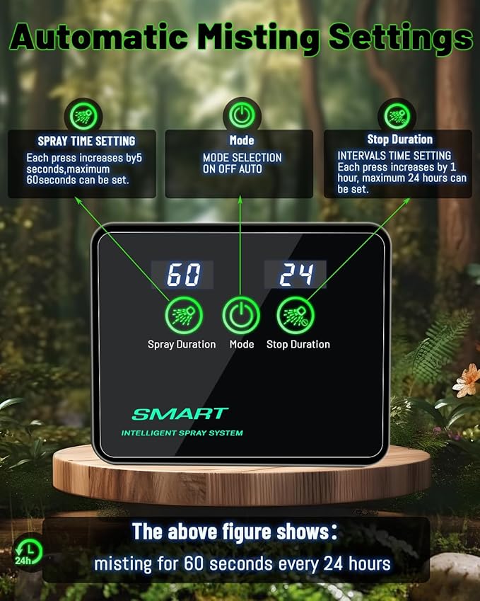 Reptile Humidifiers Smart Misting System, Reptile Mister Automatic with Timer, Terrariums Humidifier with 360°Adjustable Misting Nozzles, Spray Kit for Rainforest Plants Amphibian - Image 3