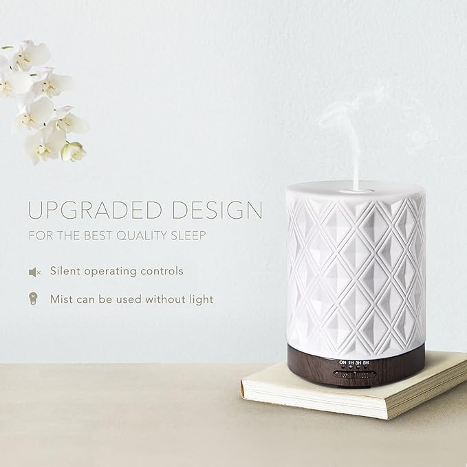 Earnest Living Essential Oil Diffuser for Large Room White Ceramic 250ml Aromatherapy Diffuser with 4 Timers 7 Night Lights and Auto Off Function for Home Gift - Image 6