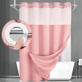 No Hook Shower Curtain and Liner Set,Pink Hotel Waffle Shower Curtain with Liner 75" L x 72" W by Unknown