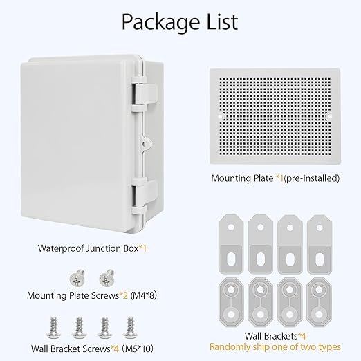 Junction Box ABS Plastic IP65 Waterproof Dustproof Universal Electrical Enclosure, Hinged Shell Outdoor and Indoor Usage Project Box, 8.7"x 6.7" x 4.3"(220x170x110mm), Grey - Image 7
