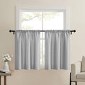 Home Queen Grey Waffle Bathroom Window Curtains, Short Water Repellent Rod Pocket for Small Kitchen Window, 36 W X 36 L Inch Each by HomeQueen