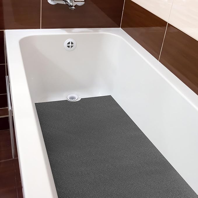 16" x 40" Non Slip Bathtub Mat with Drain Cut Out Anti Slipping Non Skid Safe Tub Mat Adhesive Peel and Stick Bath Tub Mat PEVA Tub Sticker for Shower Floor Boat Wet Areas(Dark Gray) - Image 6