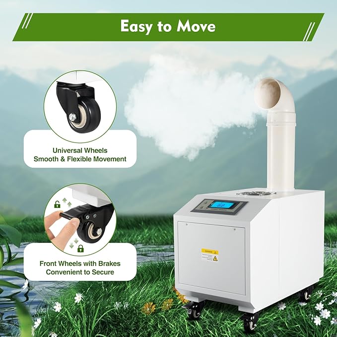 Commercial Industrial Agricultural Ultrasonic Humidifier 300W Fog Cool Maker, Adjustable Humidity Stainless Steel Shell, Digital Control Panel for Greenhouse, Industrial and Agricultural - Image 6