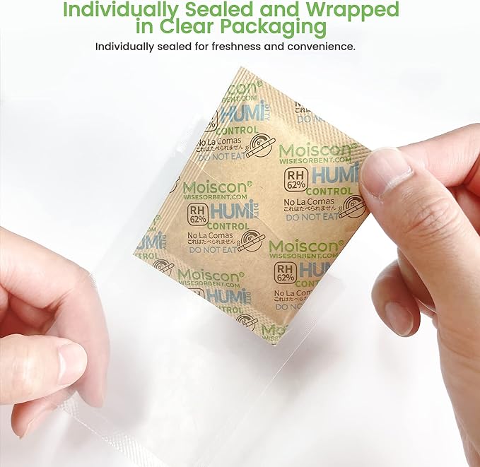 90 Pack 62% RH 8 Gram Two-Way Humidity Control Packs for Storing 1 oz, Size 8 Moisture Control Packets Individually Wrapped - Image 4
