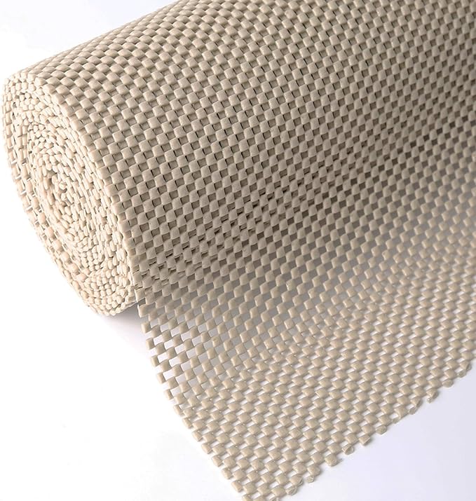 Shelf Drawer Liner Non-Adhesive Non Slip Durable Strong Long Size 12 in X 20ft for Drawers, Shelves, Cabinets, Storage, Kitchen and Desks, Beige by Iwtmm