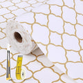 Shelf Drawer Liners for Kitchen Cabinets Non Adhesive Drawer Liner Thickened Refrigerator Liner Gold Quatrefoil Strong Non-Slip Paper for Tool Box with Knife and Tape Measure,23.6 x 236.2 Inches by Kimhan