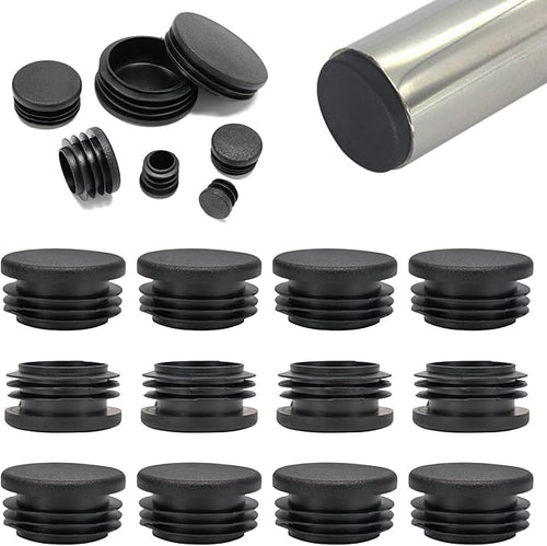 1-1/2" (38mm) Plastic Hole Plugs Black -Round Chair Leg Caps, Flush Mount Pipe Plugs, Tubing End Caps for Metal&Wood Legs Tube, Outdoor Furniture Feet caps & Table Plastic Plugs, 12 PCS by EASYEAH