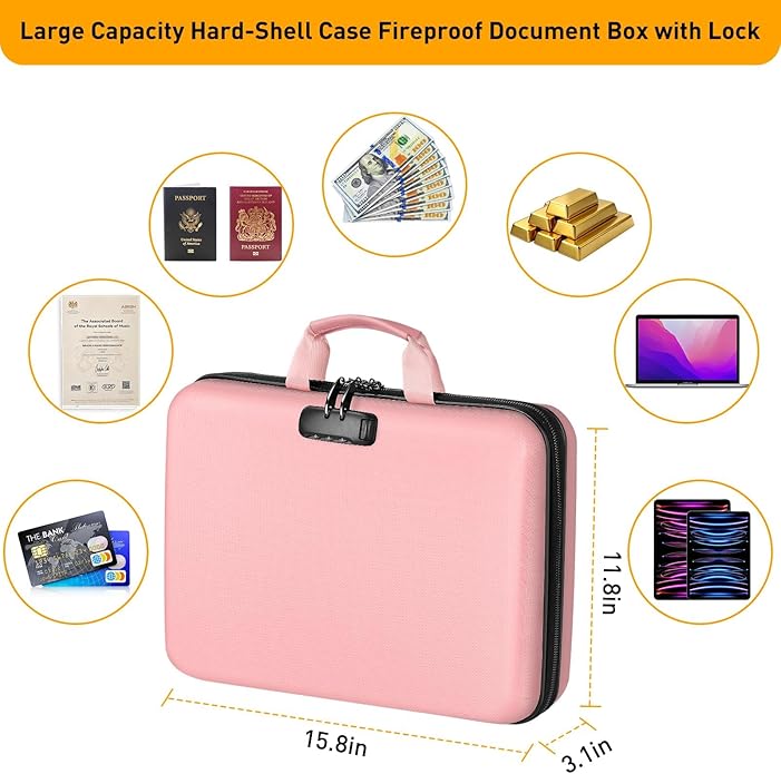 Fireproof Document Organizer Bag, 5200℉ File Organizer Safe Box, Hard Shell Document Bag with 13 Pocket Accordion File Folder - Image 8