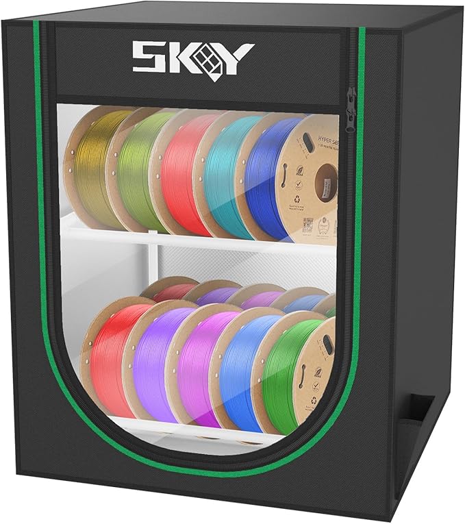Skouphy 3D Printer Filament Storage Box - 2 Tiers Metal Filament Storage Rack with Cloth Cover,- 3D Filament Holder for Home, Office Workshop, Studio 20 Rolls - Black by Skouphy