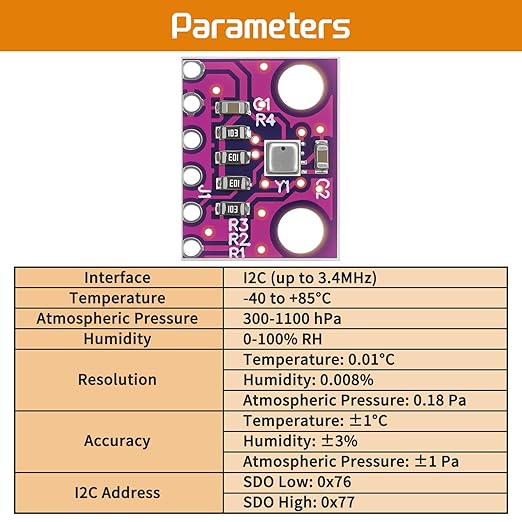 4pcs BME280 3.3V Sensor Module GY-BME280-3.3 Atmospheric Pressure Sensor Temperature Humidity Sensor I2C Interface Compatible with Arduino - Image 2