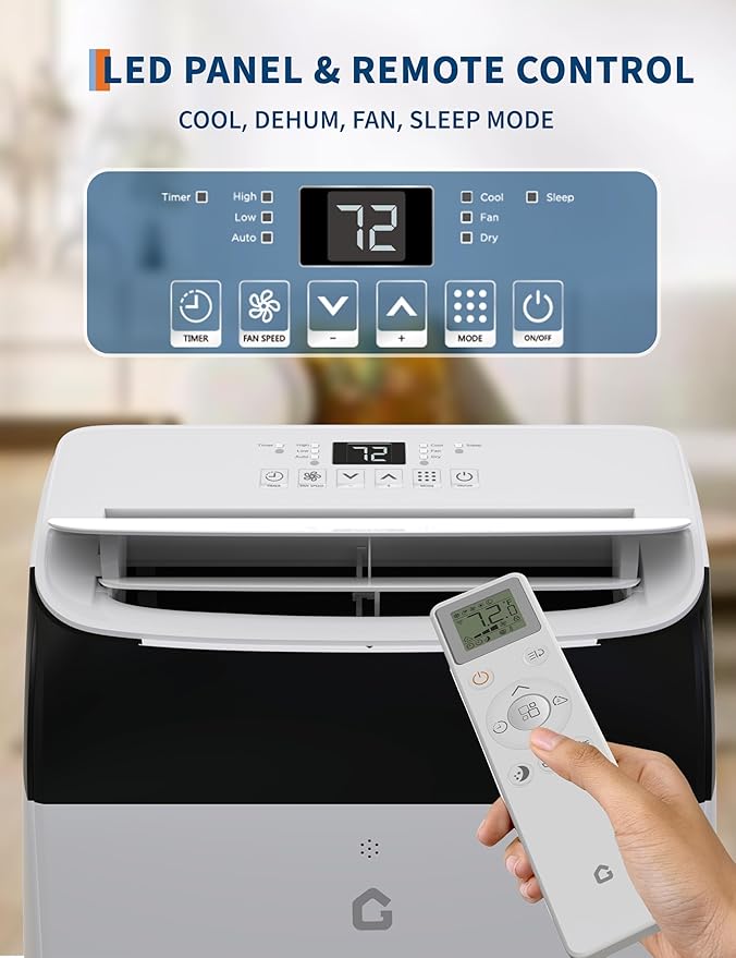 GarveeLife 12000 BTU Portable Air Conditioner 3-In-1 with Remote Control, 24H Timer, Quiet Operation, Freestanding AC Unit Cools Rooms Up to 550 Sq.Ft, Fan & Dehumidifier for Home Garage RV - Image 6