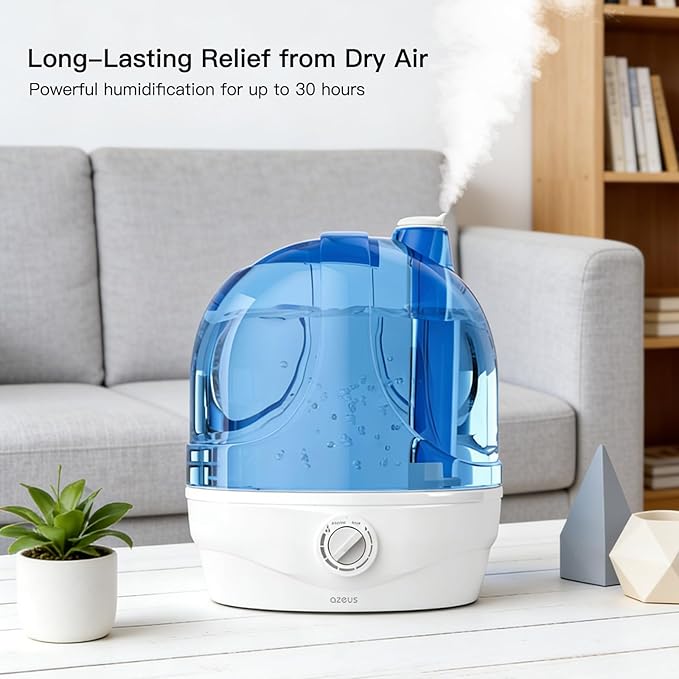 AZEUS Humidifiers, 2.8L Ultrasonic Cool Mist Humidifier for Large Room Babies Office, Quiet Humidifiers with Microporous filters, Lasts up to 50 Hours, Auto Shut-Off (BPA-Free) - Image 6
