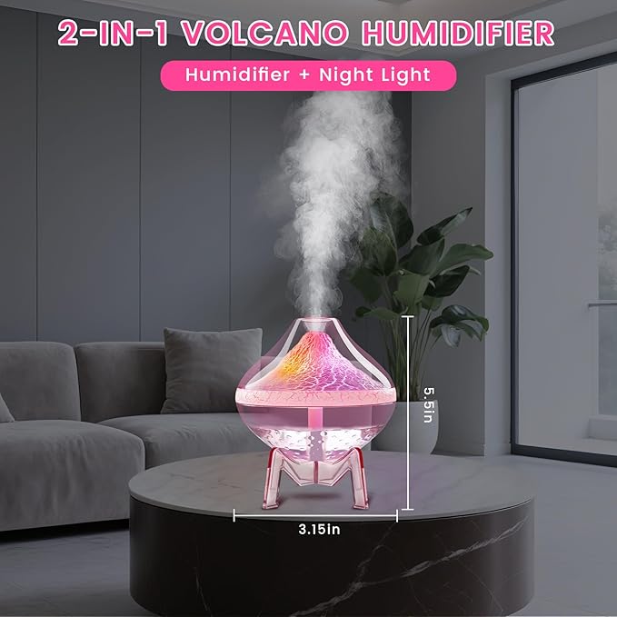 Humidifiers for Bedroom Cool Mist Ultrasonic Small Humidifier with Humidity Sensor Auto Shut Off LED Colorful Gradient Light Mini Humidifier For Plants,Bedroom,Baby Room,Office, Home（Pink) - Image 2