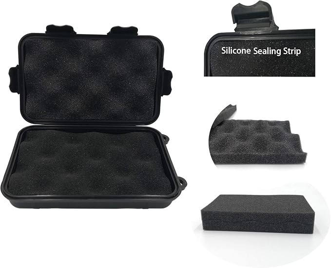 Anti-Pressure Shockproof Container Box Plastic Dry Storage Box with Foam Floating Survivor Dry Case for Outdoors (Black) by Unknown