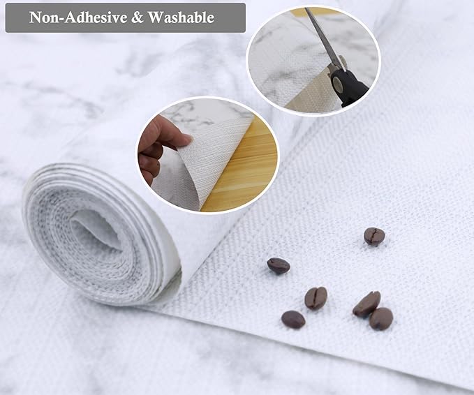 Shelf Liners for Kitchen Cabinets 20 Inch Wide X 20 Ft Non Adhesive Cabinet Drawer Liner Non Slip Waterproof Strong Grip Marble Closet Pantry Shelf Liner Cupboard Fridge Mat for Bathroom Drawer - Image 4