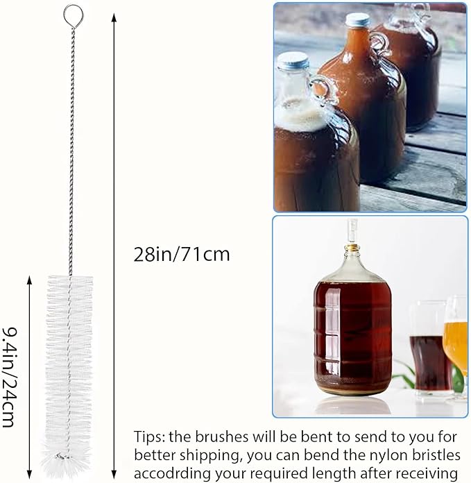 2 Pack 28inch Carboy Brush Carboy Cleaning Brush Carboy Bottle Brush Carboy Brushes for Cleaning Nylon 5 Gallon Carboy Brush for 3 5 6 6.5 Gallon Glass Carboys Corny Kegs Wine Making Home Brewing - Image 2
