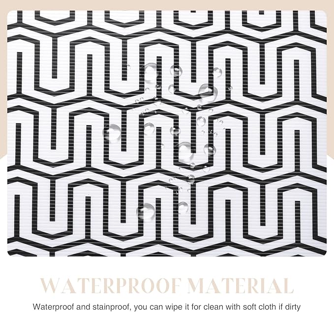 Glotoch Shelf Liner 17.5" x30 ft- Non Adhesive Refrigerator, Kitchen, Drawer Liners, Waterproof and Durable Fridge Table Place Mats for Cupboard, Cabinet, Drawer Liner，White Labyrinth - Image 4