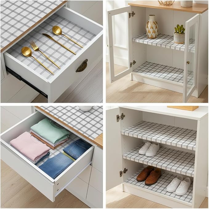 Coavas Extra Grip Thickened Shelf and Drawer Liner - Non-Adhesive Non-Slip Waterproof Mats for Kitchen Cabinets, Drawers, Shelves, Dresser & Cupboard, Easy Cut DIY (Stripe, 12IN x 10FT) - Image 7