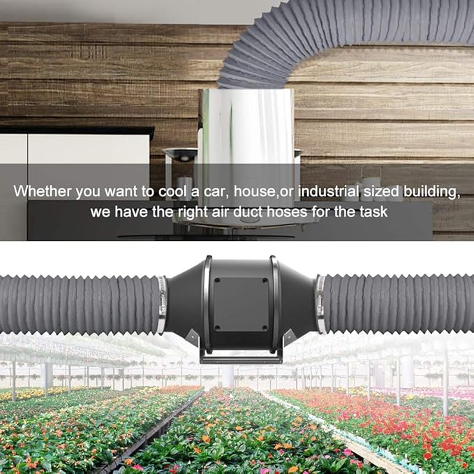 4 Inch 16FT Air Duct, Aluminum Clothing Dryer Vent Hose,Gray PVC Lightproof Exhaust Hose for Fan Filter and Grow Tent, 2 Clamps Include… - Image 7