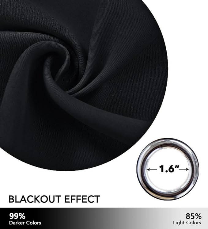 NICETOWN Closet Door Curtain, Room Dividers Panel Screens Partitions, Wide Width Grommet Top Modern Privacy Heavy Room Divider, Commercial Room Dividers (1 PCs, 8ft Tall x 15ft Wide, Black) - Image 3