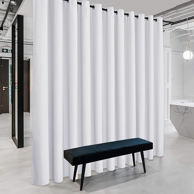 RYB HOME Extra Wide Curtains for Divider for Room Separation Soundproof Temporary Door Curtains for Bedroom Closet Office Home Theatre Garage Living Room Privacy, W 20 x T 7.5 ft, Greyish White by RYBHOME