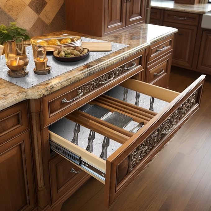 12 x 120 Inch Shelf Liner Non Adhesive Drawer Liner, Waterproof Shelf Liner Durable Anti-Slip for Kitchen Cabinets Shelf Liners for Kitchen Cabinets - Image 5