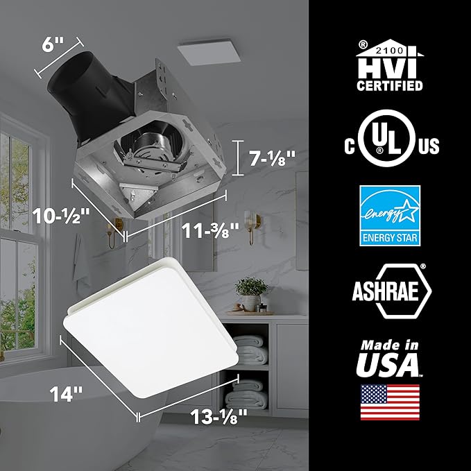 EVOLVE Premium Bathroom Exhaust Fan w/Continuous Run, 50-80-110 Selectable CFM - Image 4