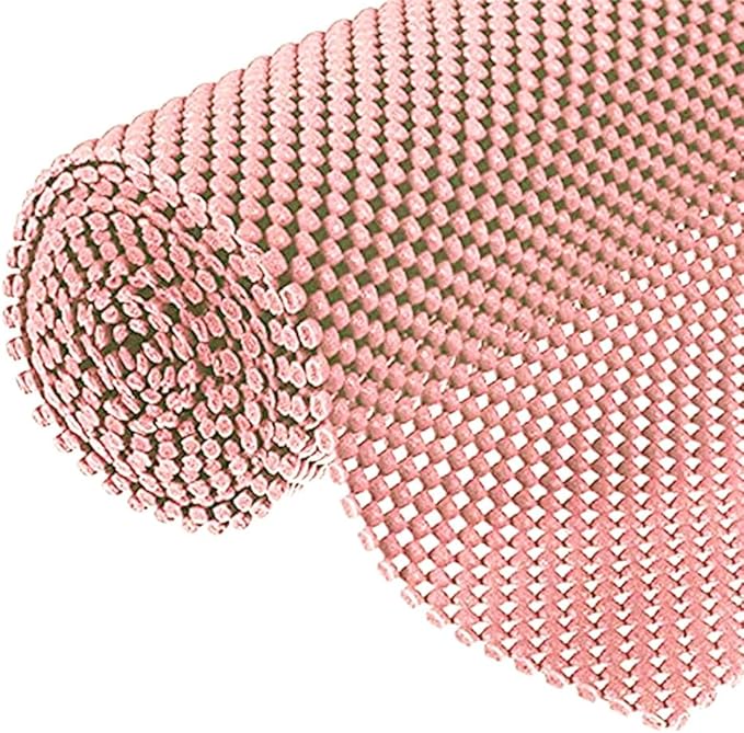 Shelf Liner Drawer Liner Non-Slip Mat Shelves Liners 12" X6.5’ Grid Pattern PVC Non-Adhesive Grip Liner Anti-Slip Mat for Kitchen Cabinets Wire Shelving Pantry Dresser Refrigerator (Pink) by L7HWDP