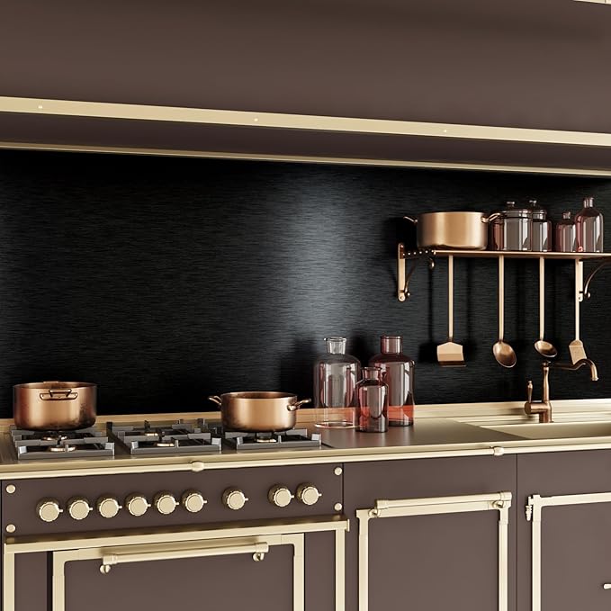 CRE8TIVE Wide 36"x118" Black Stainless Steel Contact Paper for Kitchen Wallpaper Peel and Stick Black Contact Paper Waterproof Adhesive Brushed Metallic Wallpaper for Appliances Backsplash Furniture - Image 3