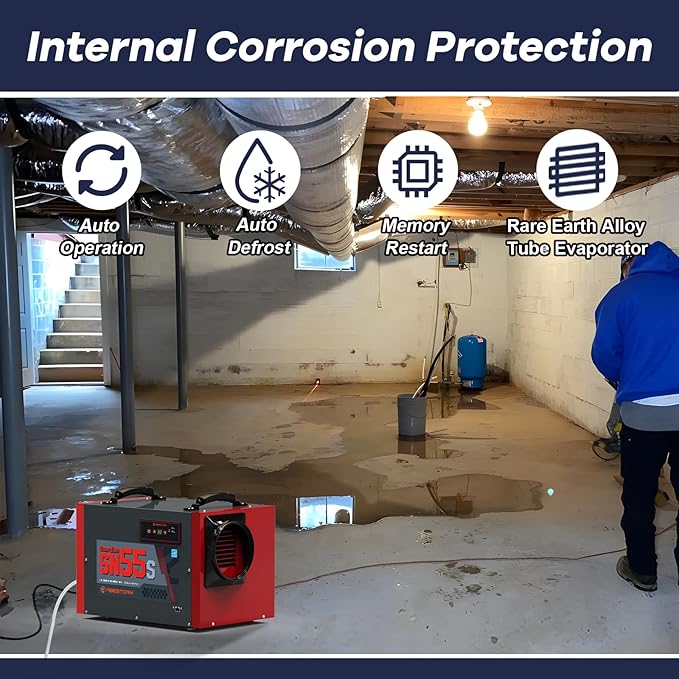 Abestorm Crawl Space Dehumidifier 120Pint Commercial Basement, Industrial Under House Dehumidifier with Drain Hose, Auto Defrosting, ETL - Image 8