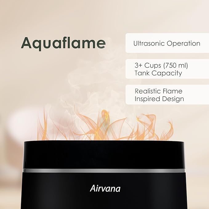 AquaFlame Ultrasonic Humidifier (.75L / .20 Gal) - Vibration Technology Humidifier with Essential Oil Diffuser – Tabletop Design for Personal Use, Dorm Rooms, & Desks - White (.75L / 0.20 Gal) - Image 6