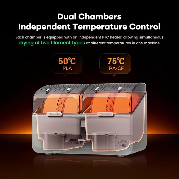 Creality Space Pi X4L Filament Dryer Box,4 Spool Capacity with Dual Independent Chambers,75°C Heating & Smart Energy-Saving Mode,Fits PLA,PETG,ABS,TPU,PA,etc | Solve Moisture,Clogs & Stringing - Image 4