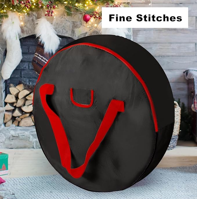 TQS Christmas Wreath Storage Bag 30inch -Large Christmas Wreath Storage Container-Durable Oxford Fabric, Dual Zippered, Easy to Slip The Wreath in & Out, Protect Wreath Garlands from Dust -Black - Image 7