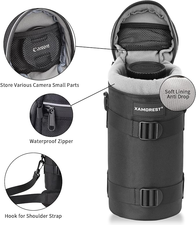 Camera Lens Case Lens Bag Compatible (4.33" x 9.25"(Nylon, Black)) - Image 4
